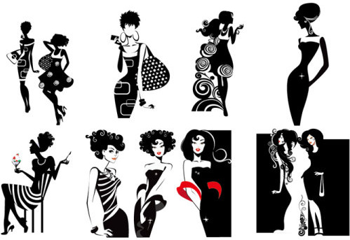 fashion beauty elements vector silhouettes