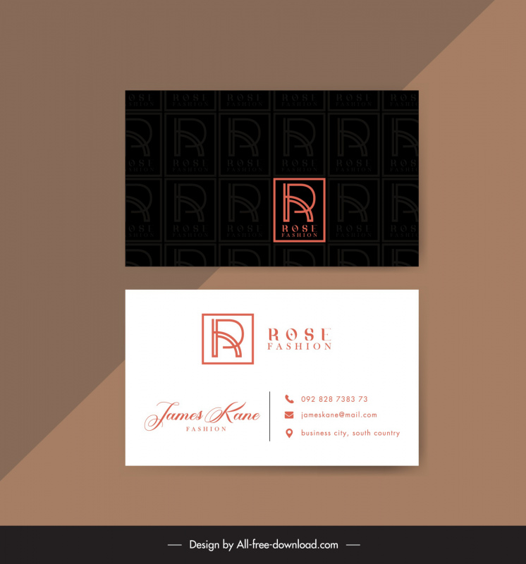fashion business card template flat elegant plain texts 