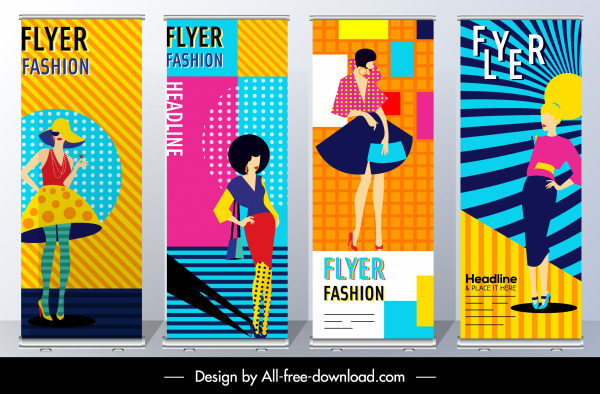fashion flyer templates colorful model decor