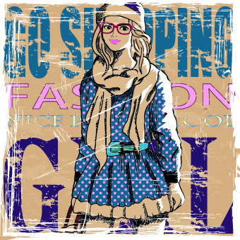 fashion girl grunge background vector