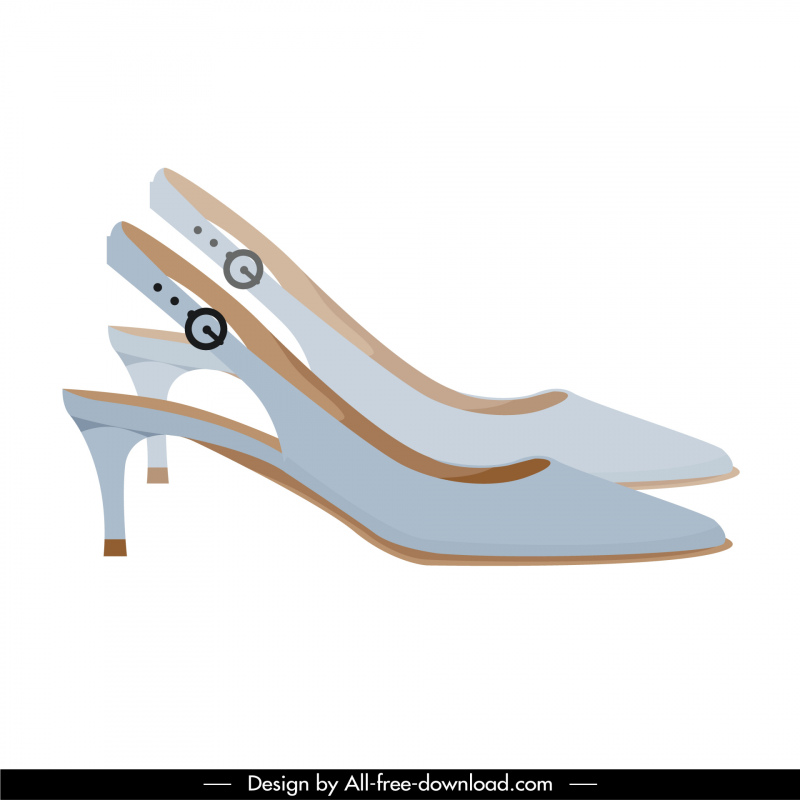 fashion high heeled shoes template elegant flat sketch