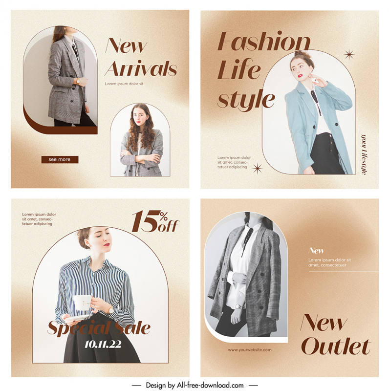 fashion instagram post templates models sketch elegant modern realistic design