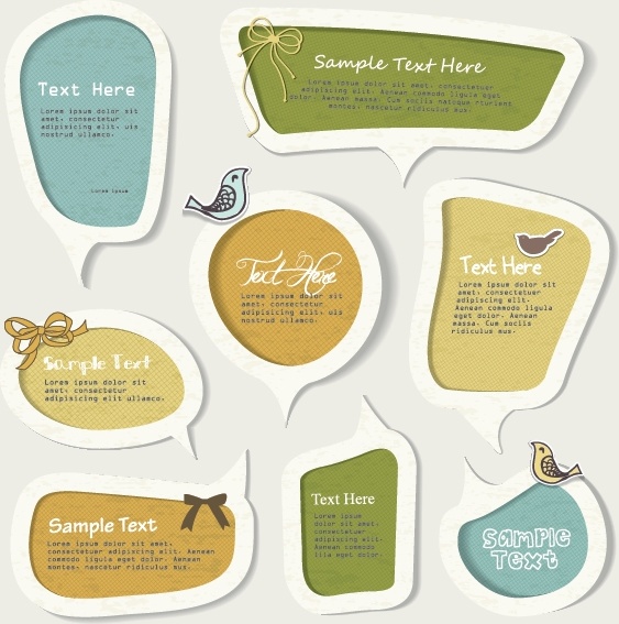decorative stickers templates flat papercut speech bubbles shapes