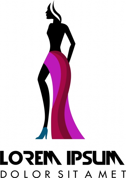 fashion logo design with model in silhouette style