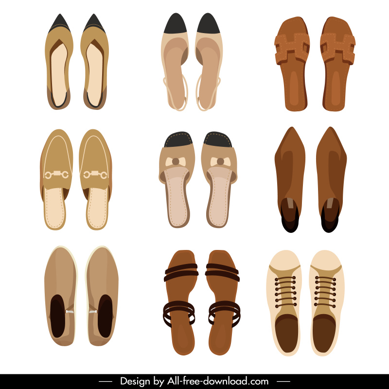 fashion shoes templates flat sketch