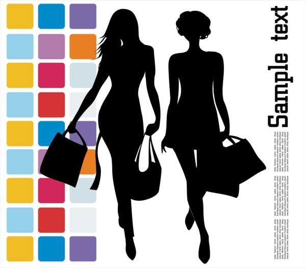 fashion shopping beauty silhouette 04 vector