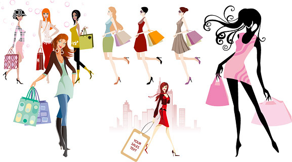 Fashion shopping girls clip art free vector download (215,992 Free ...