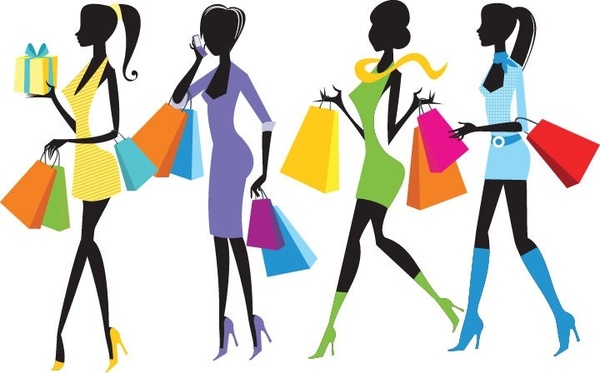 Fashion Shopping Girls Illustration 