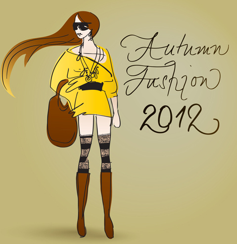 fashion shopping girls vector background