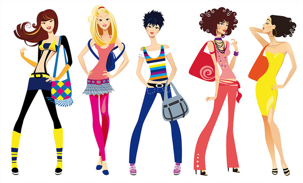 fashion shopping girls with shopping bags