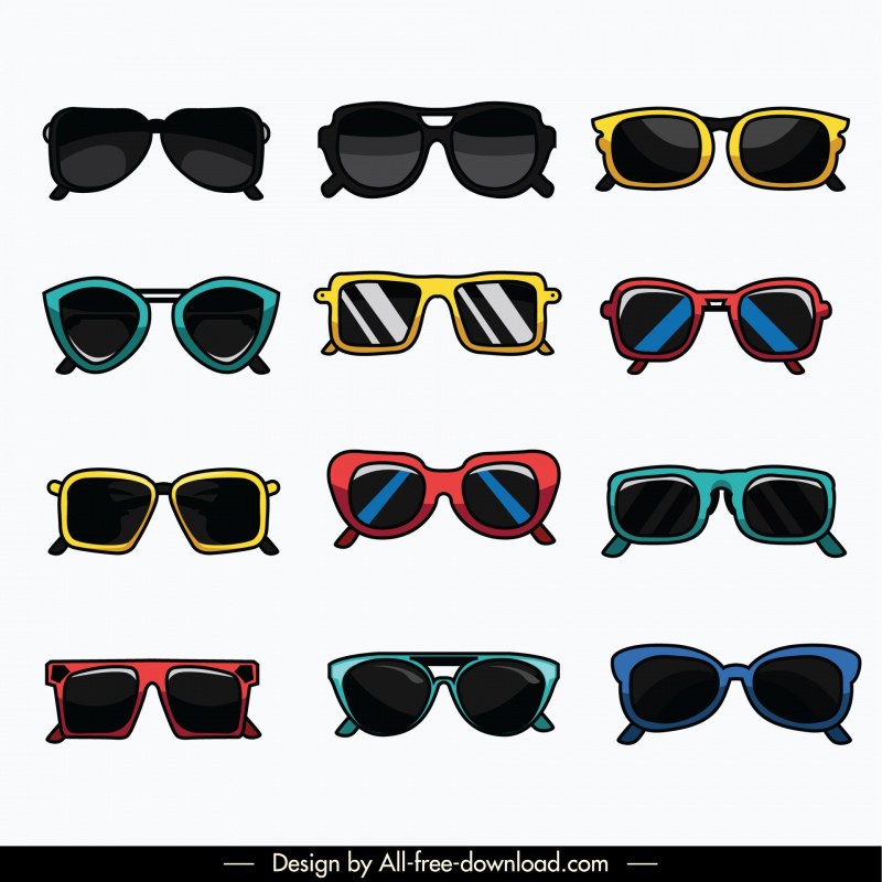 fashion sunglasses templates collection elegant flat
