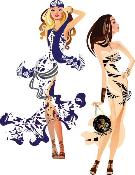 fashion trend of shopping women silhouettes vector illustration