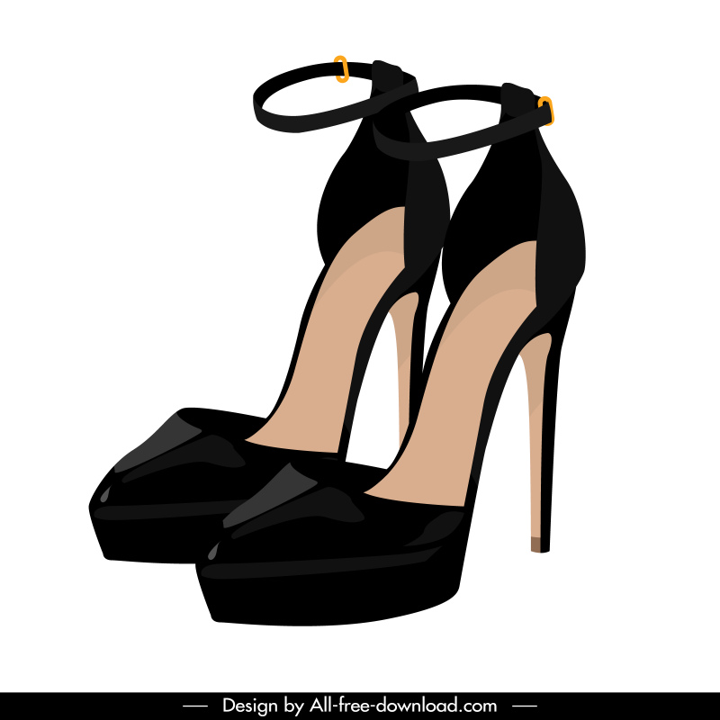 fashion woman shoes template 3d sketch 