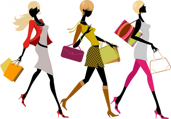 fashion background shopping women icons modern silhouette sketch