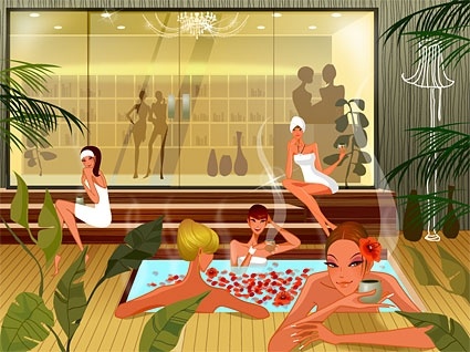 fashion women vector in the spa