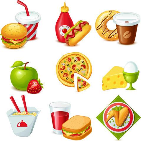 fast food and drinks design vectors