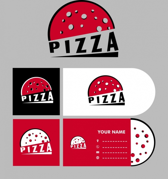 fast food business card pizza icon isolation