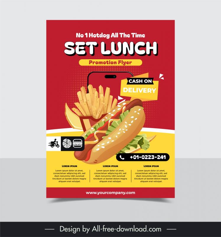 fast food flyer template delicious hotdog chips 