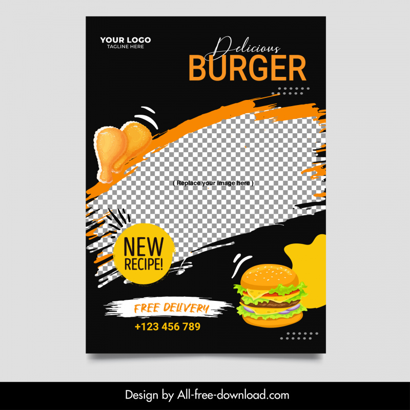 fast food flyer template dynamic dark design 