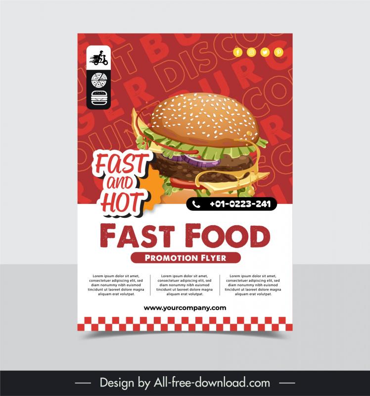 fast food flyer template elegant hamburger texts decor 