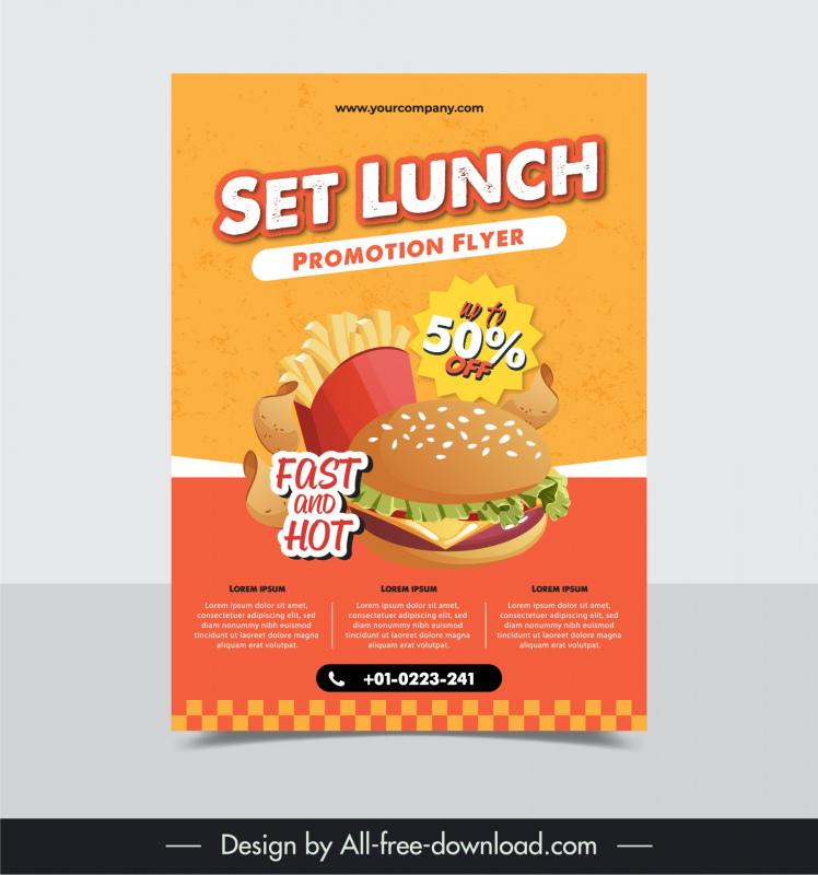 fast food flyer template hamburger chips decor 