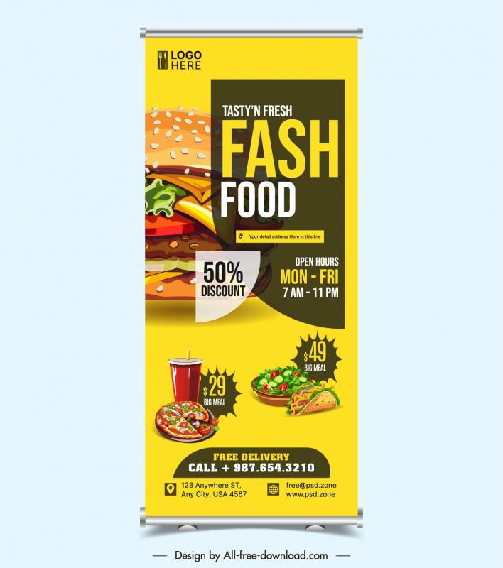 fast food restaurant banner template modern roll up design 