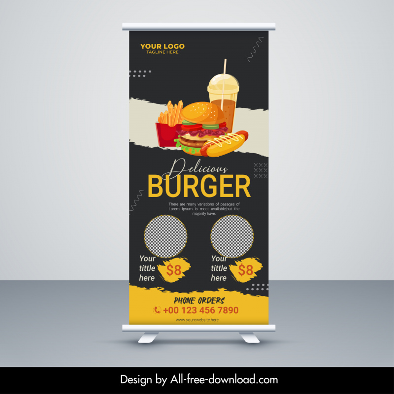  fast food restaurant banner template standee shape