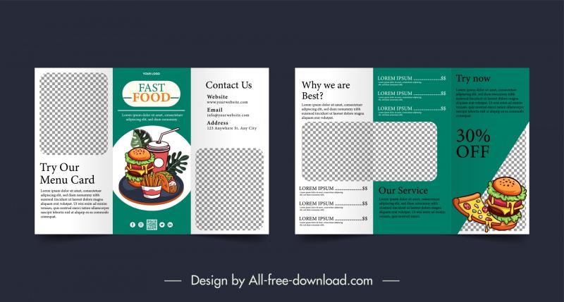 fast food restaurant brochure template trifold checkered 