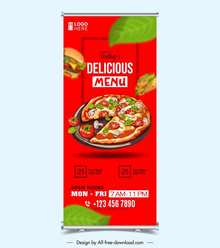 fast food restaurant roll up  banner template pizza decor 