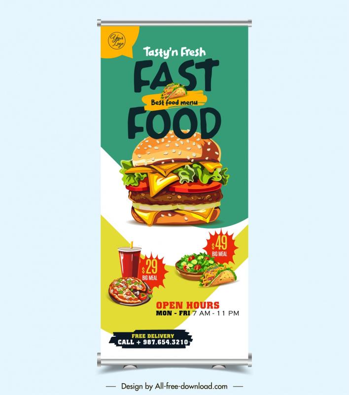 fast food restaurant standee banner template elegant design 