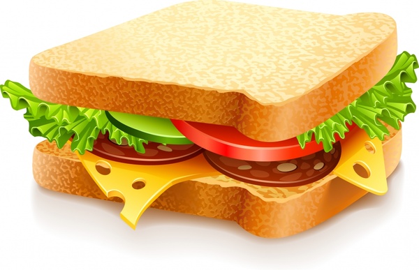 sandwich food icon colorful realistic 3d sketch