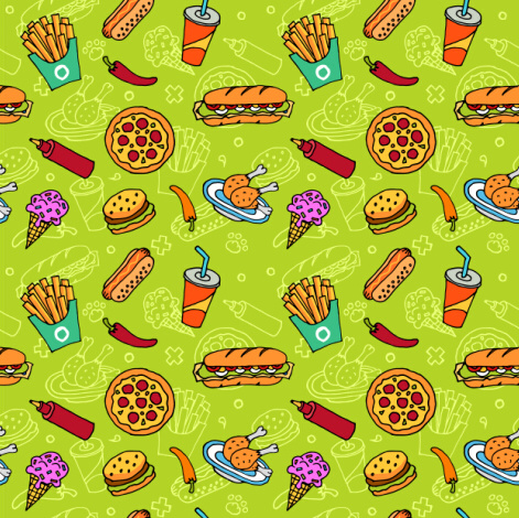fast food with pizza vector seamless pattern