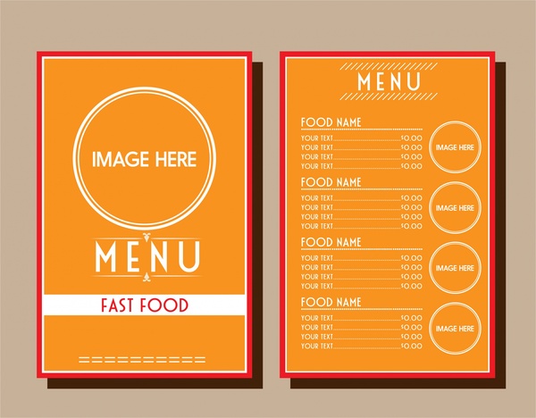 fastfood menu design circle decoration on orange background
