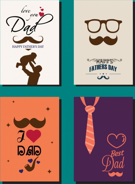 father day background sets flat design classical decoration 