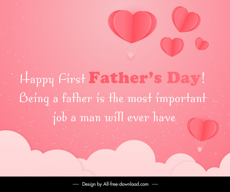 father day card template elegant texts hearts balloons 