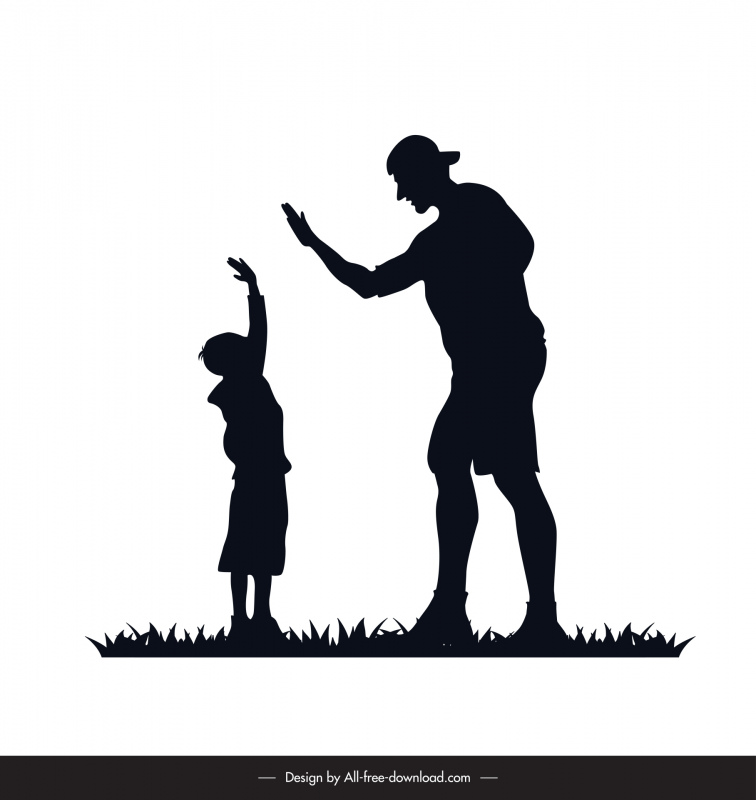 father son design elements silhouette high five gesture