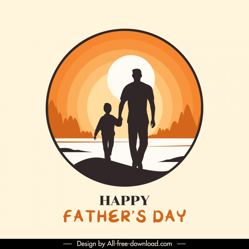 fatherday banner silhouette circle isolation