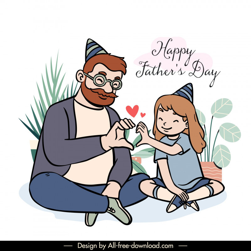 fatherday banner template cute dynamic playful father daughter 