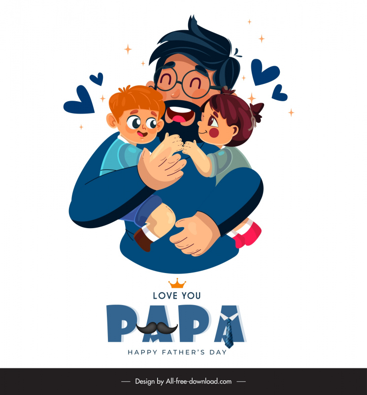 fathers day design elements cute cartoon characters