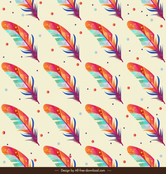 feathers pattern templates colorful classical repeating decor