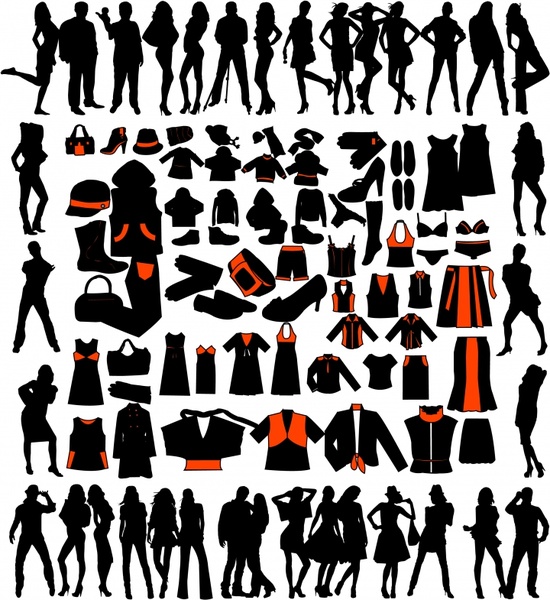 fashion design elements silhouette design people accessories icons
