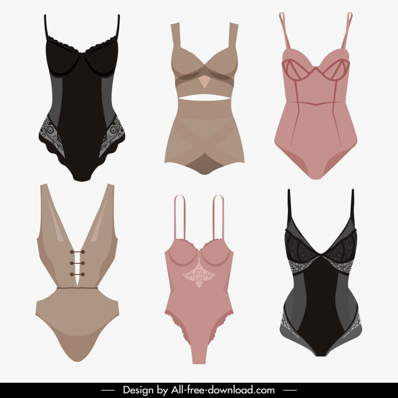 female underwear design elements flat classical 