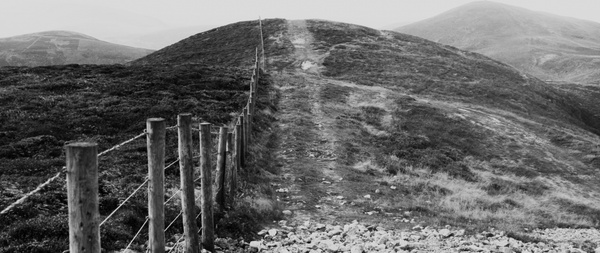 fence field grass hill landscape mountain path