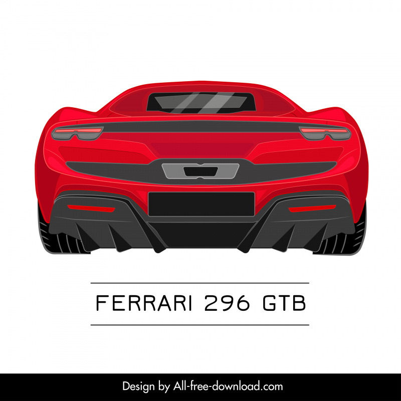 ferrari 296 gtb car model advertising template modern back view sketch symmetric design