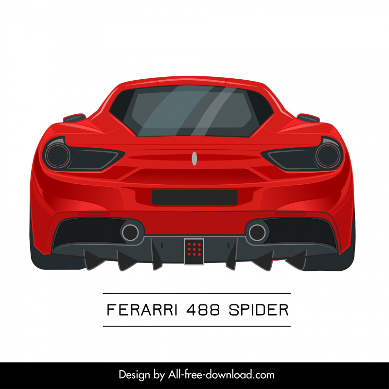 ferrarri 488 spider car model advertising template modern rear view sketch symmetric design