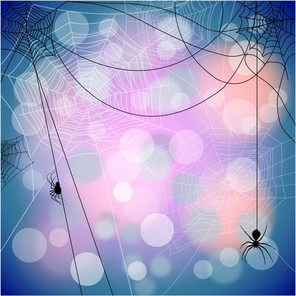 Festive background with spiders and web