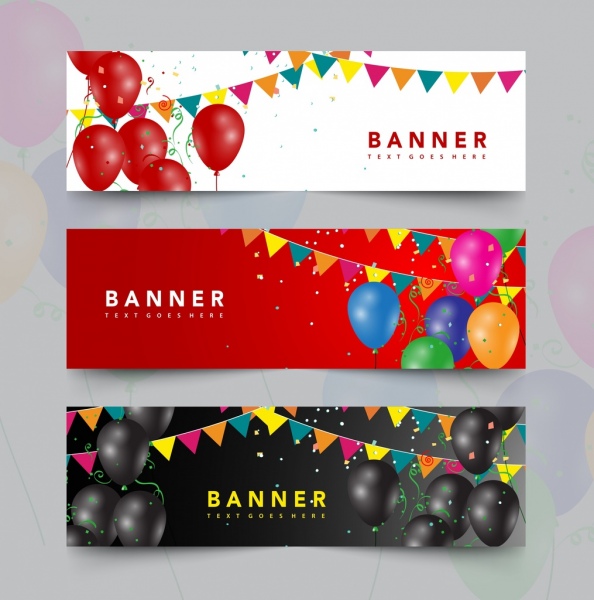 festive banner sets multicolored ballon ribbon decoration