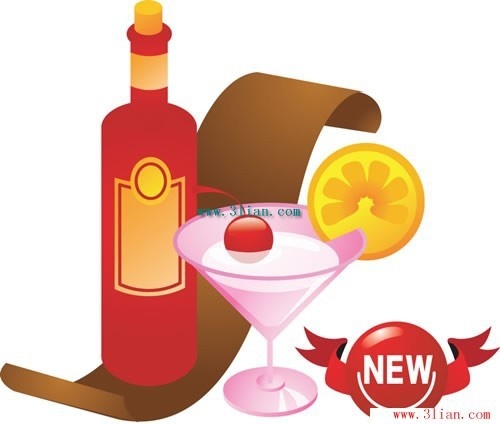 festive wine and beverages vector