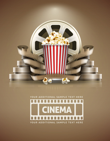 film with popcorn cinema poster vector