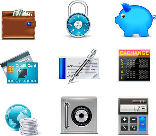 finance business icons set